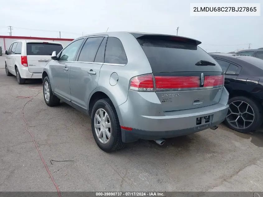 2007 Lincoln Mkx VIN: 2LMDU68C27BJ27865 Lot: 39890737