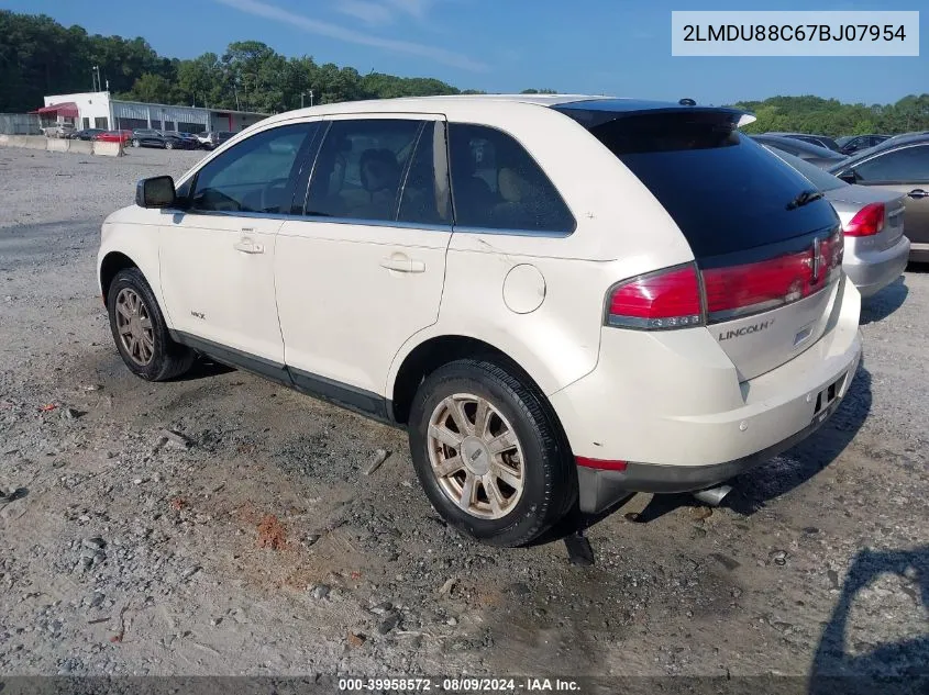 2007 Lincoln Mkx VIN: 2LMDU88C67BJ07954 Lot: 39958572