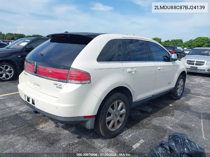 2007 Lincoln Mkx VIN: 2LMDU88C87BJ24139 Lot: 39976006