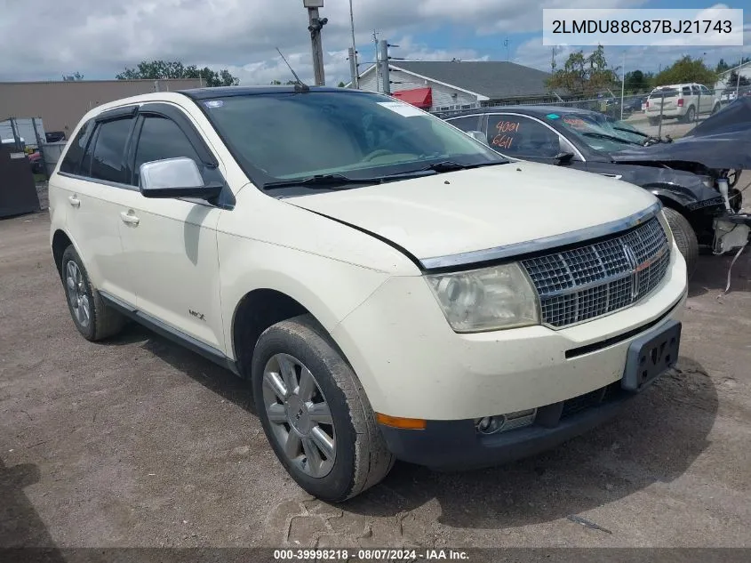 2007 Lincoln Mkx VIN: 2LMDU88C87BJ21743 Lot: 39998218