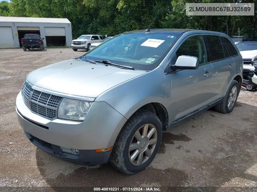 2007 Lincoln Mkx VIN: 2LMDU88C67BJ32689 Lot: 40010231