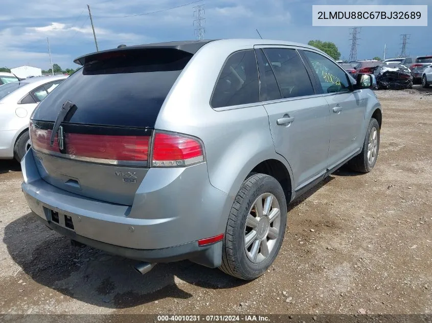 2007 Lincoln Mkx VIN: 2LMDU88C67BJ32689 Lot: 40010231