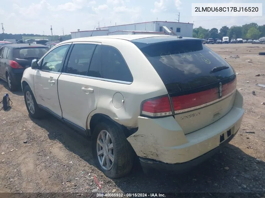 2007 Lincoln Mkx VIN: 2LMDU68C17BJ16520 Lot: 40085932