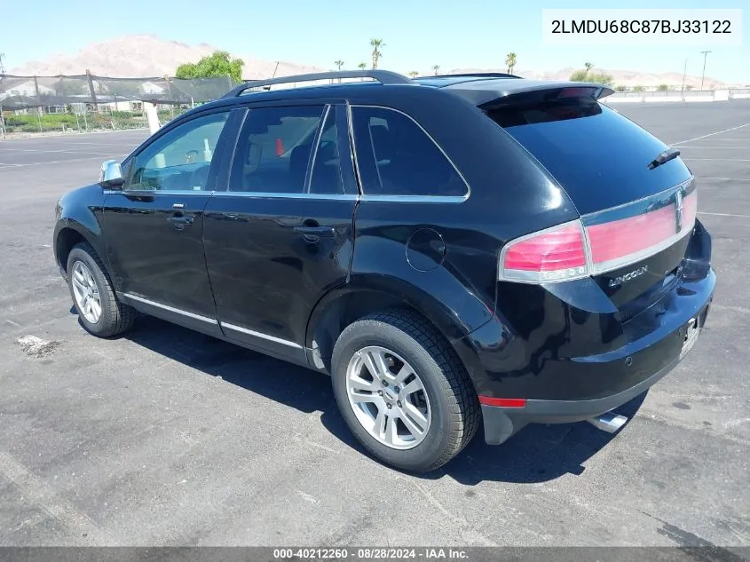 2007 Lincoln Mkx VIN: 2LMDU68C87BJ33122 Lot: 40212260