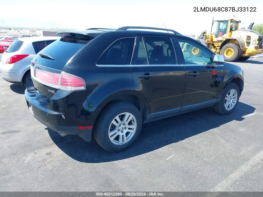 2007 Lincoln Mkx VIN: 2LMDU68C87BJ33122 Lot: 40212260