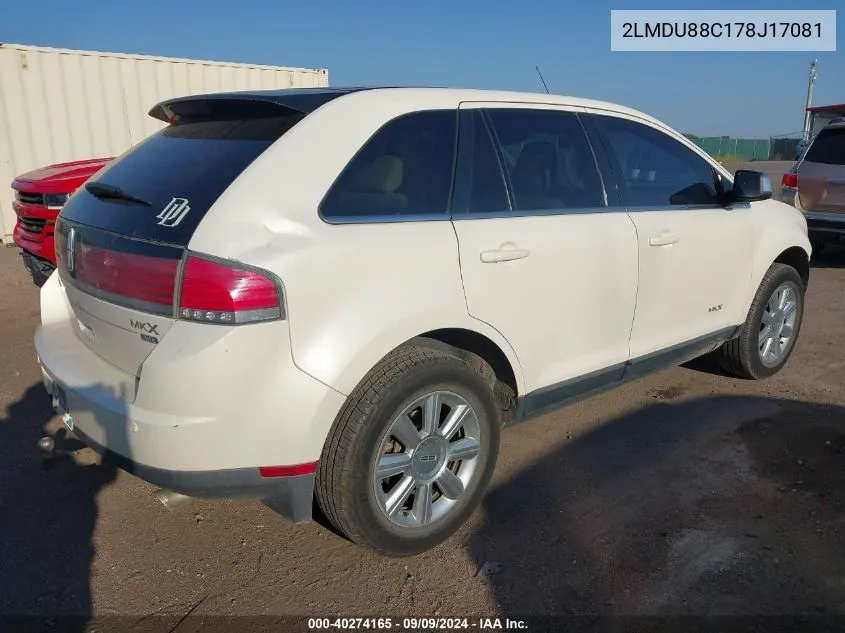 2007 Lincoln Mkx VIN: 2LMDU88C178J17081 Lot: 40274165