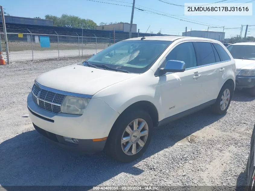 2007 Lincoln Mkx VIN: 2LMDU68C17BJ31616 Lot: 40409355