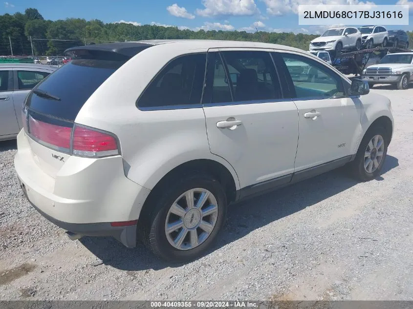 2007 Lincoln Mkx VIN: 2LMDU68C17BJ31616 Lot: 40409355