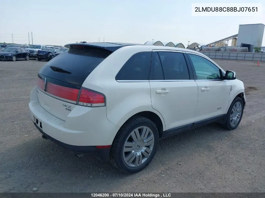 2008 Lincoln Mkx VIN: 2LMDU88C88BJ07651 Lot: 12046200