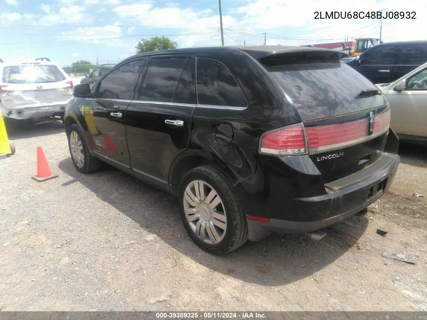 2008 Lincoln Mkx VIN: 2LMDU68C48BJ08932 Lot: 39389325