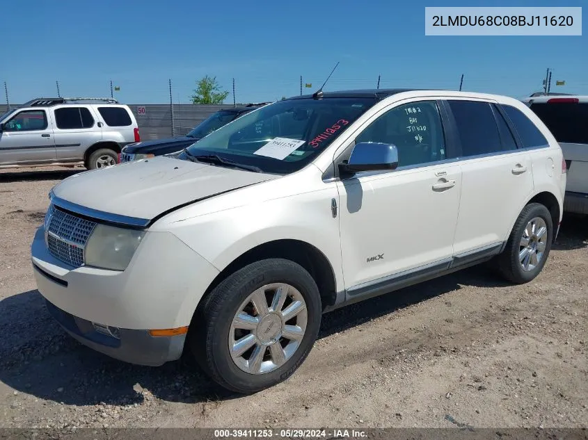 2008 Lincoln Mkx VIN: 2LMDU68C08BJ11620 Lot: 39411253