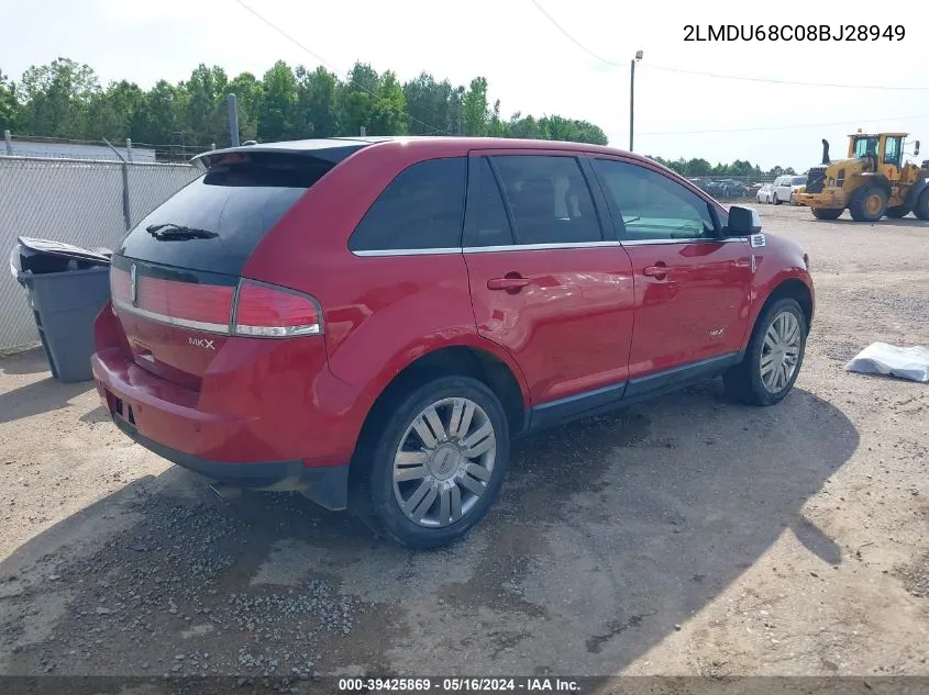 2008 Lincoln Mkx VIN: 2LMDU68C08BJ28949 Lot: 39425869