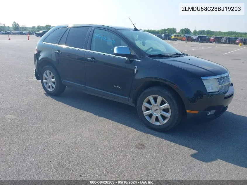 2008 Lincoln Mkx VIN: 2LMDU68C28BJ19203 Lot: 39426209