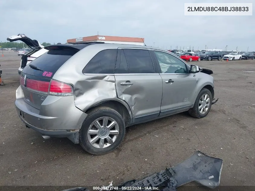 2008 Lincoln Mkx VIN: 2LMDU88C48BJ38833 Lot: 39472748