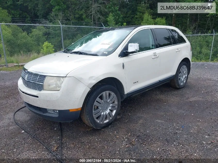 2008 Lincoln Mkx VIN: 2LMDU68C68BJ39647 Lot: 39512184