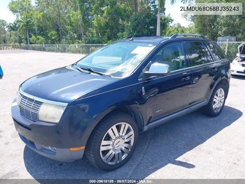 2008 Lincoln Mkx VIN: 2LMDU68C68BJ35243 Lot: 39618159