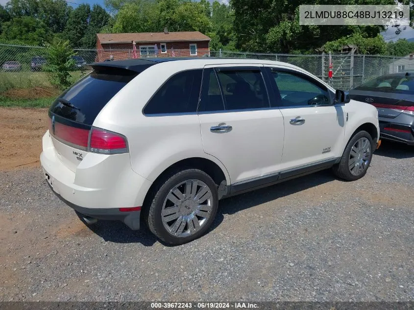 2008 Lincoln Mkx VIN: 2LMDU88C48BJ13219 Lot: 39672243