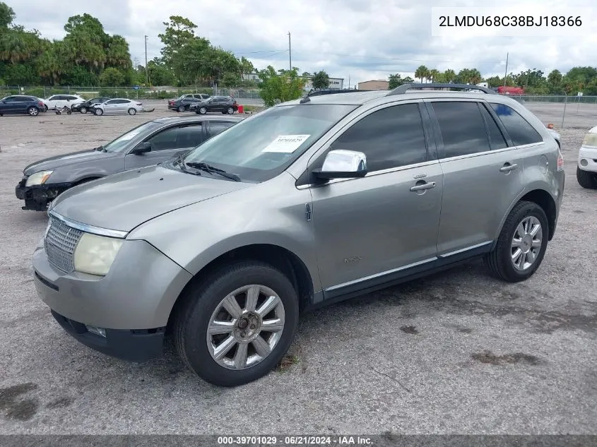 2008 Lincoln Mkx VIN: 2LMDU68C38BJ18366 Lot: 39701029