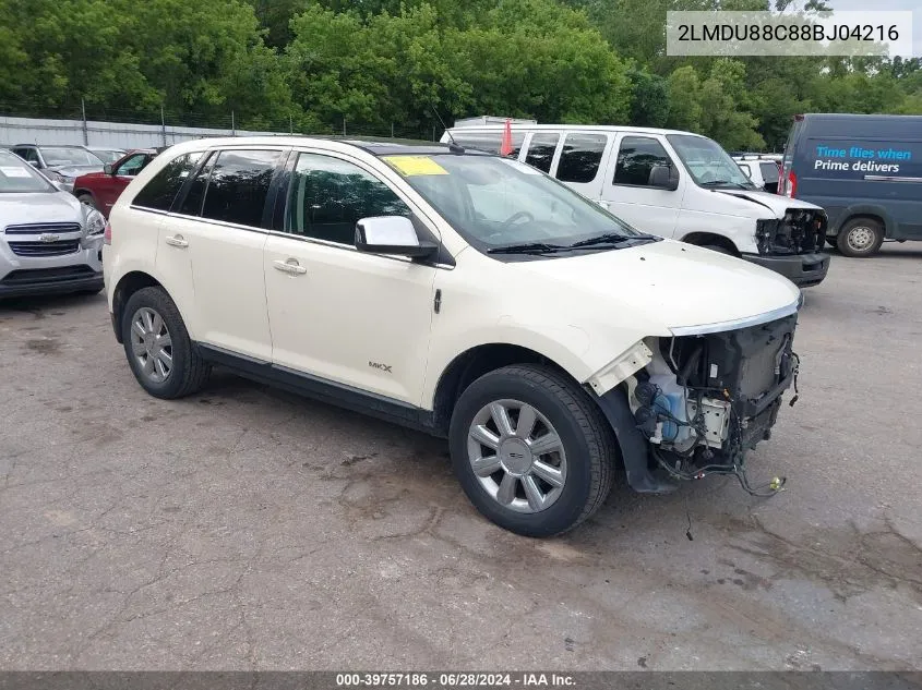 2008 Lincoln Mkx VIN: 2LMDU88C88BJ04216 Lot: 39757186