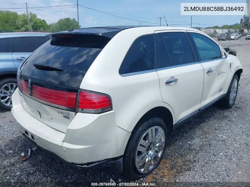 2008 Lincoln Mkx VIN: 2LMDU88C58BJ36492 Lot: 39768943