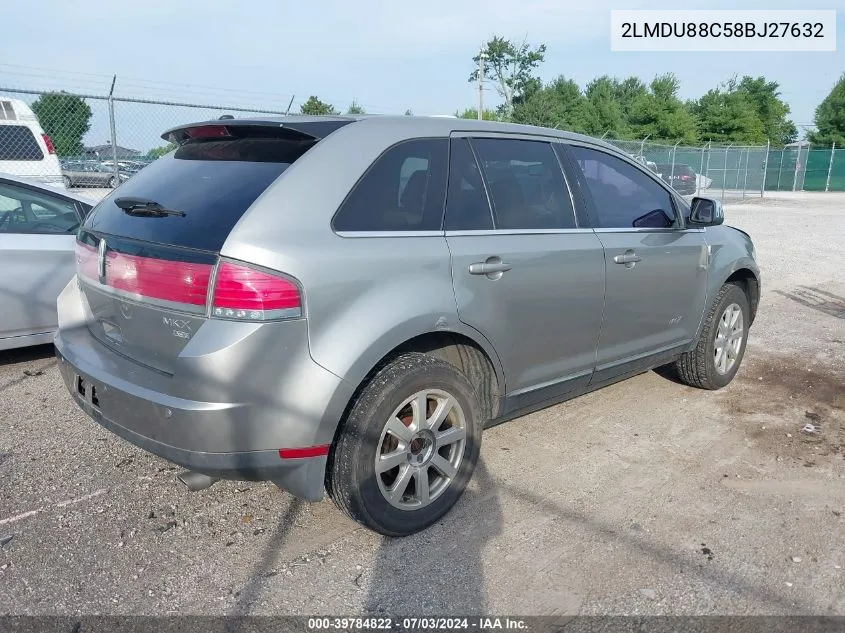 2008 Lincoln Mkx VIN: 2LMDU88C58BJ27632 Lot: 39784822