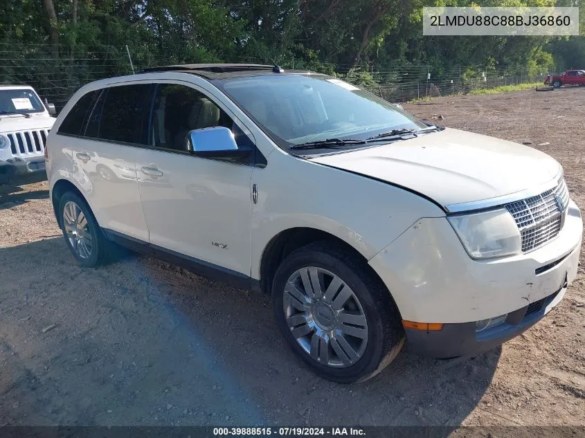 2008 Lincoln Mkx VIN: 2LMDU88C88BJ36860 Lot: 39888515