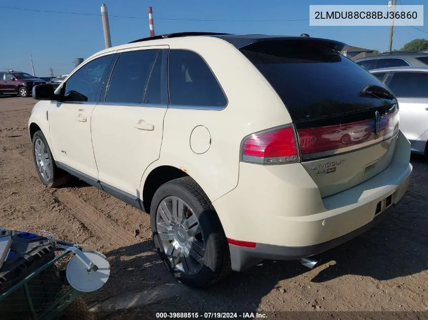 2008 Lincoln Mkx VIN: 2LMDU88C88BJ36860 Lot: 39888515