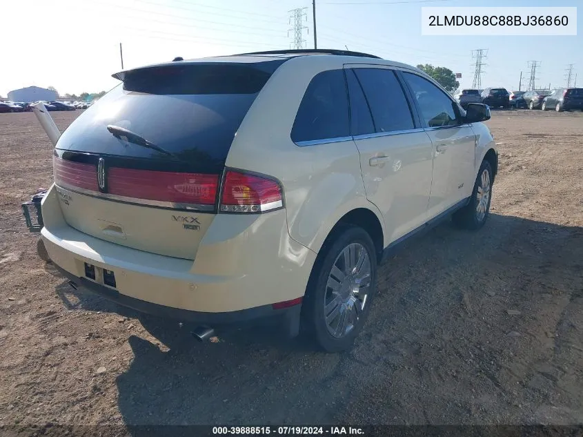 2008 Lincoln Mkx VIN: 2LMDU88C88BJ36860 Lot: 39888515