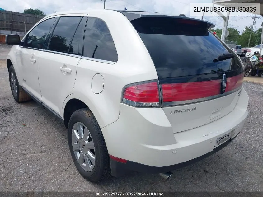 2008 Lincoln Mkx VIN: 2LMDU88C98BJ30839 Lot: 39929777