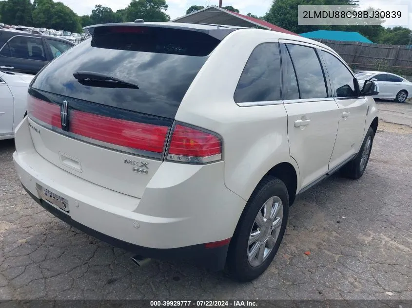 2008 Lincoln Mkx VIN: 2LMDU88C98BJ30839 Lot: 39929777