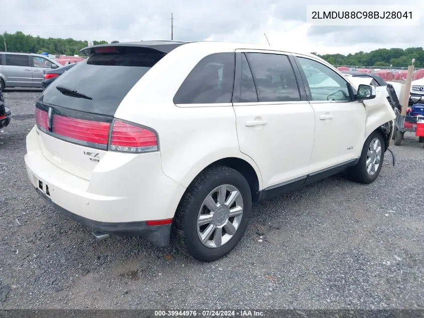 2008 Lincoln Mkx VIN: 2LMDU88C98BJ28041 Lot: 39944976