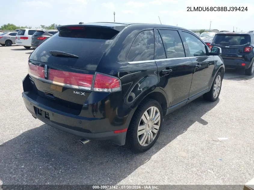 2008 Lincoln Mkx VIN: 2LMDU68C88BJ39424 Lot: 39973742