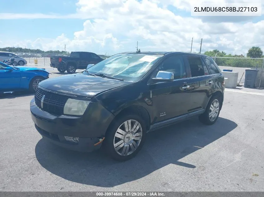 2008 Lincoln Mkx VIN: 2LMDU68C58BJ27103 Lot: 39974688