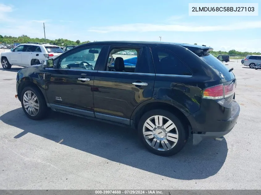 2008 Lincoln Mkx VIN: 2LMDU68C58BJ27103 Lot: 39974688