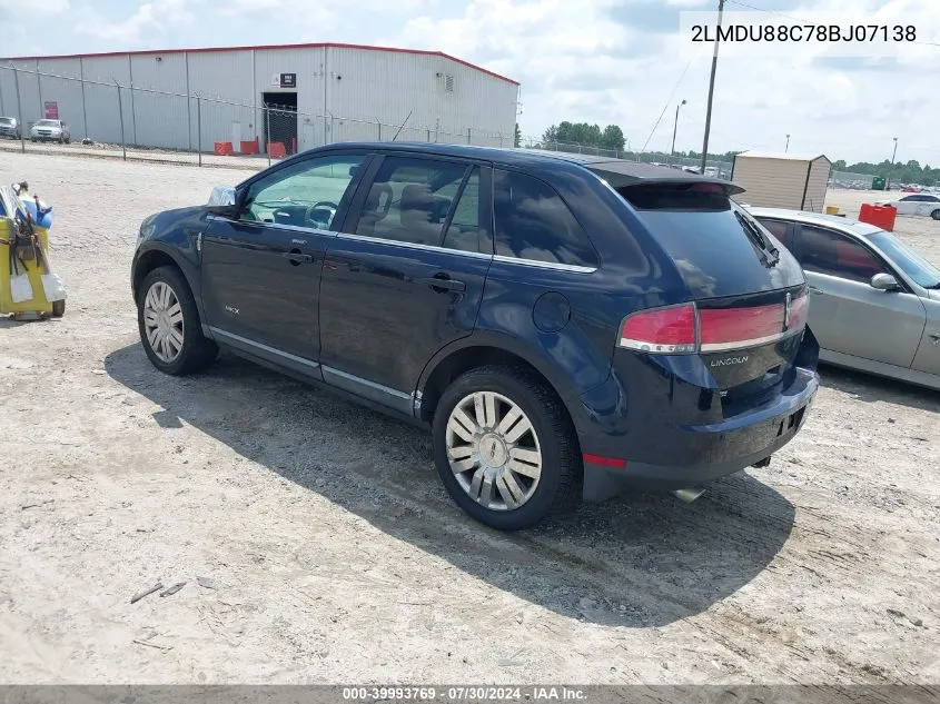 2008 Lincoln Mkx VIN: 2LMDU88C78BJ07138 Lot: 39993769