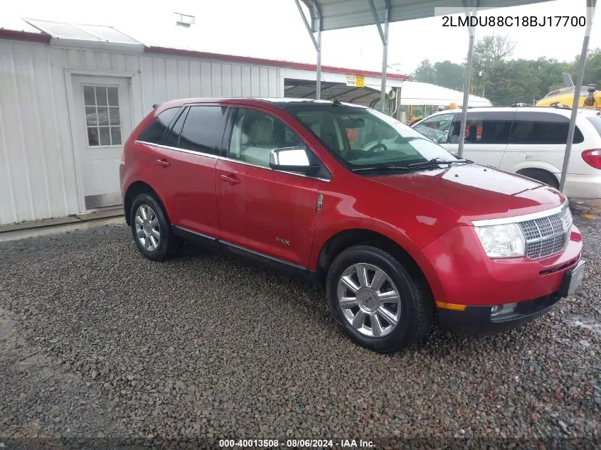 2008 Lincoln Mkx VIN: 2LMDU88C18BJ17700 Lot: 40013508