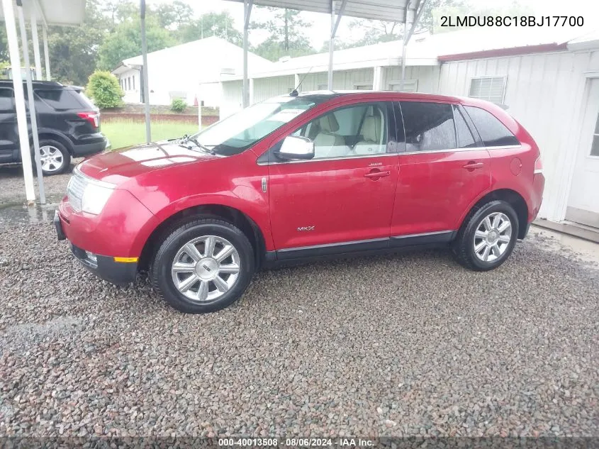 2008 Lincoln Mkx VIN: 2LMDU88C18BJ17700 Lot: 40013508