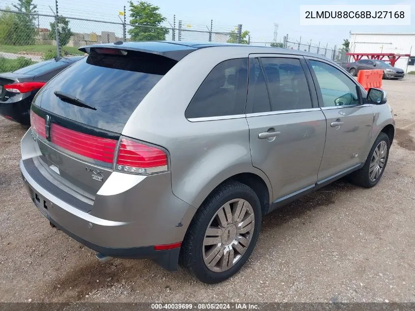 2008 Lincoln Mkx VIN: 2LMDU88C68BJ27168 Lot: 40039699