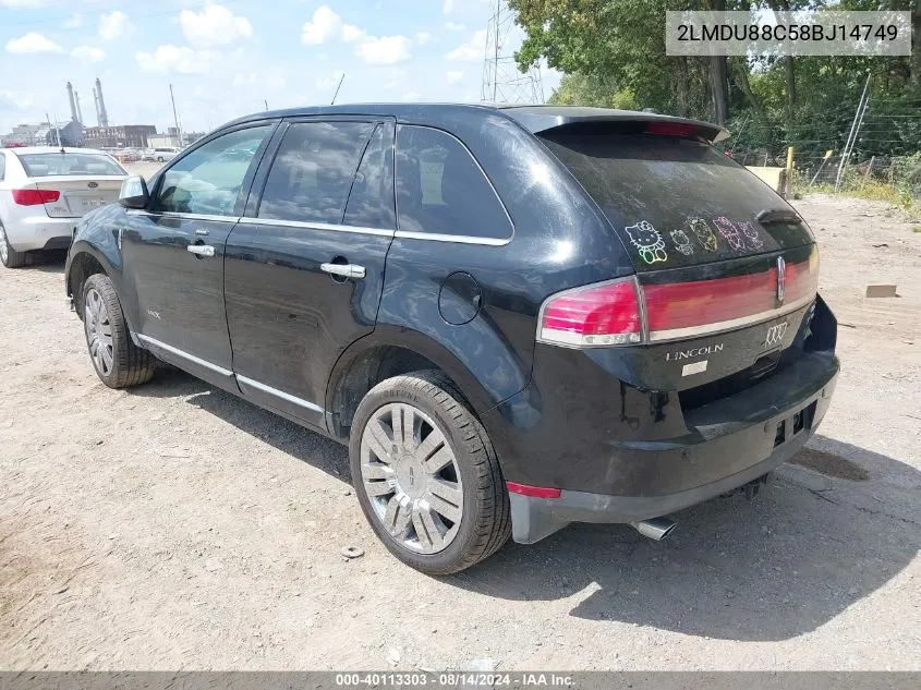 2008 Lincoln Mkx VIN: 2LMDU88C58BJ14749 Lot: 40113303