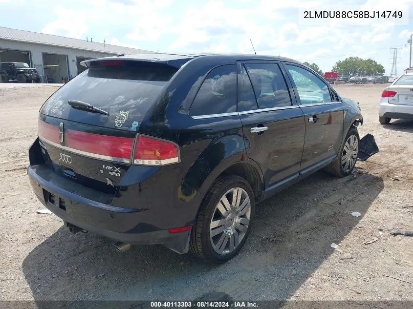 2008 Lincoln Mkx VIN: 2LMDU88C58BJ14749 Lot: 40113303