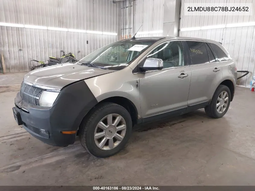 2008 Lincoln Mkx VIN: 2LMDU88C78BJ24652 Lot: 40163186