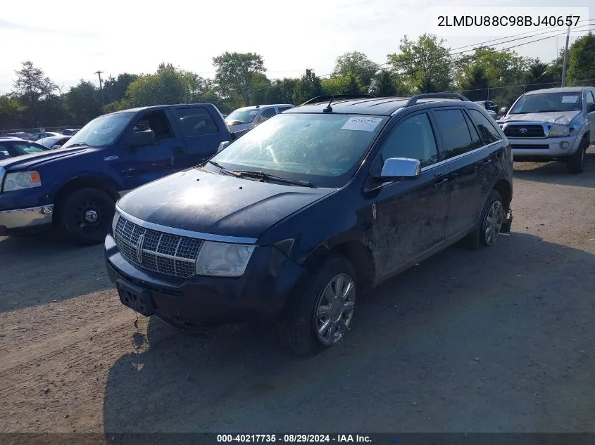 2008 Lincoln Mkx VIN: 2LMDU88C98BJ40657 Lot: 40217735