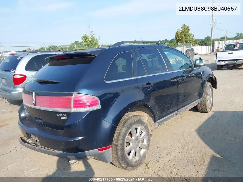 2008 Lincoln Mkx VIN: 2LMDU88C98BJ40657 Lot: 40217735