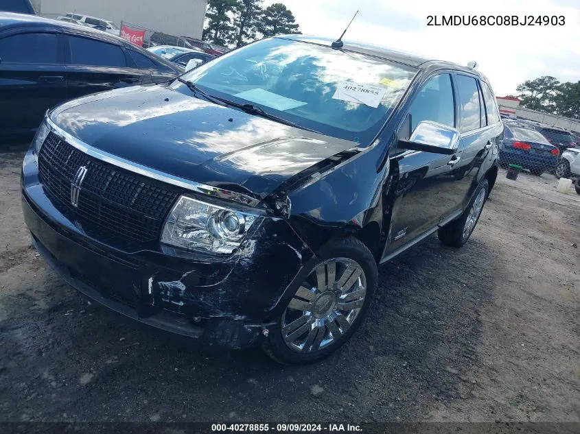 2008 Lincoln Mkx VIN: 2LMDU68C08BJ24903 Lot: 40278855