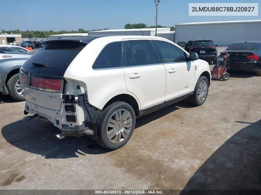 2008 Lincoln Mkx VIN: 2LMDU88C78BJ20827 Lot: 40330573