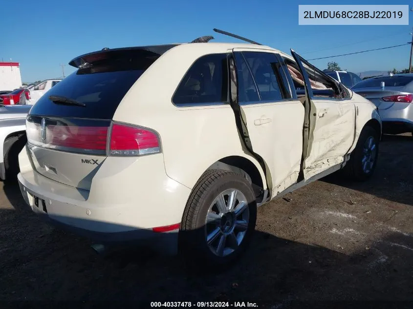 2008 Lincoln Mkx VIN: 2LMDU68C28BJ22019 Lot: 40337478