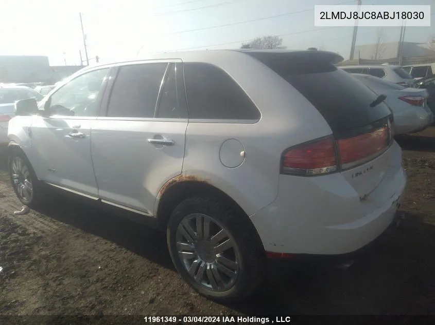 2010 Lincoln Mkx VIN: 2LMDJ8JC8ABJ18030 Lot: 11961349