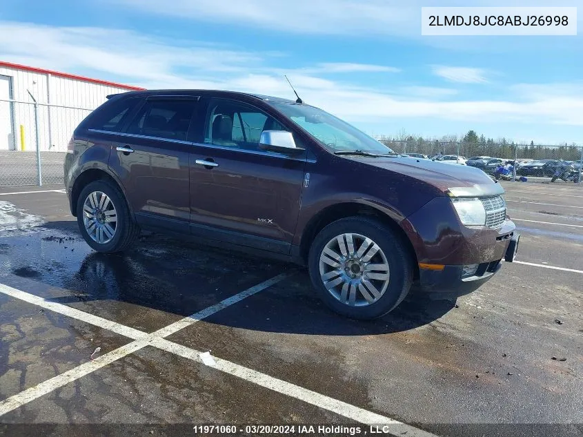 2010 Lincoln Mkx VIN: 2LMDJ8JC8ABJ26998 Lot: 11971060