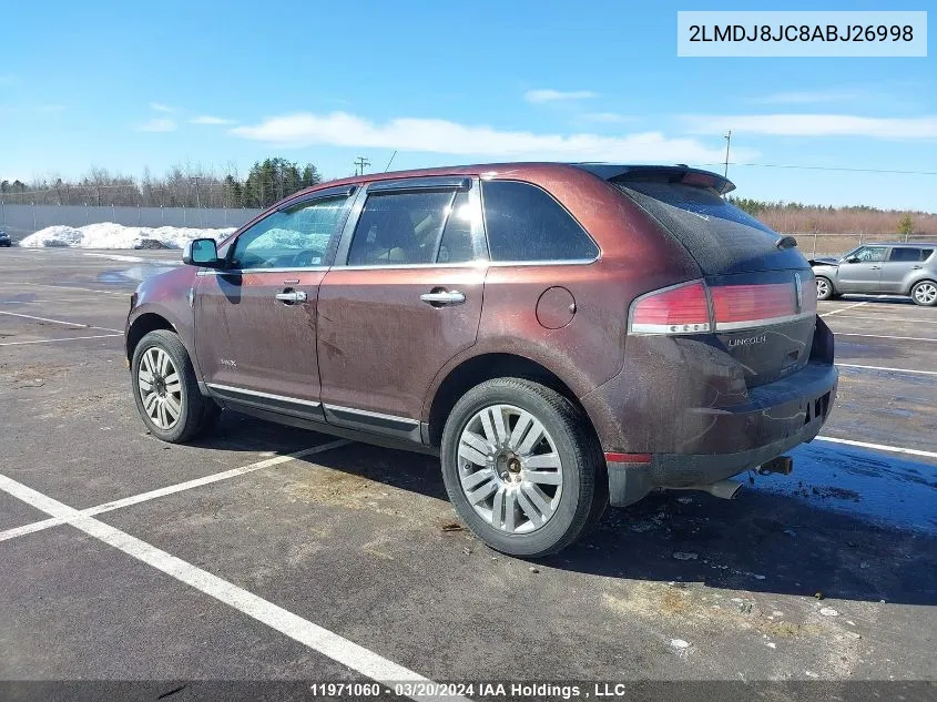 2010 Lincoln Mkx VIN: 2LMDJ8JC8ABJ26998 Lot: 11971060