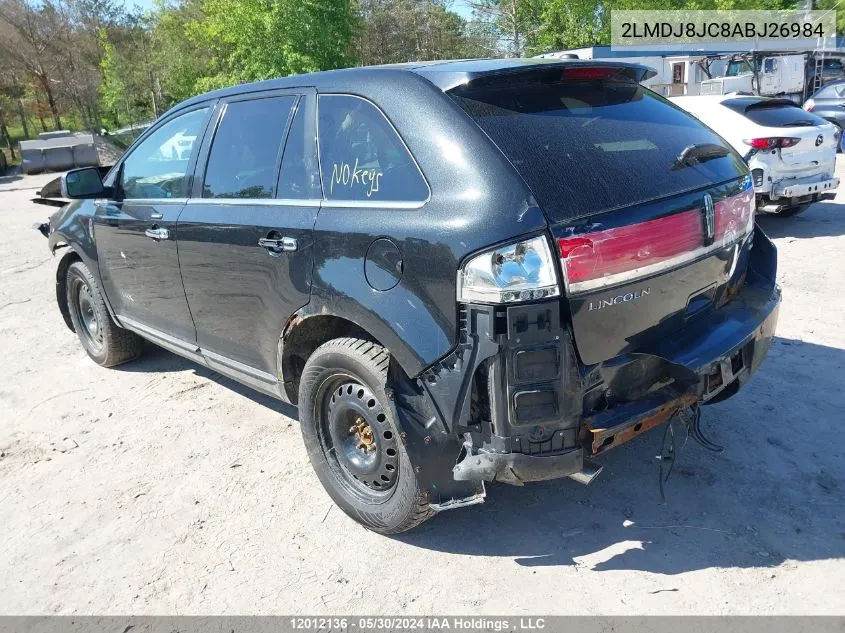 2010 Lincoln Mkx VIN: 2LMDJ8JC8ABJ26984 Lot: 12012136